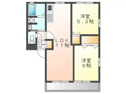 ファミーユC(2LDK/2階)の間取り写真