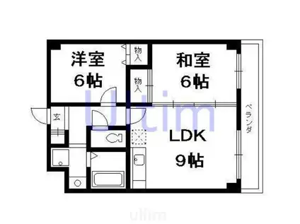ツインズスクエアイースト(2LDK/4階)の間取り写真
