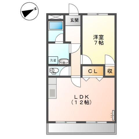 ウエスト5(1LDK/2階)の間取り写真