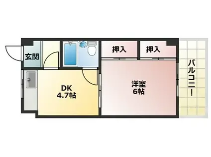 橋本第二綜合ビル(1DK/5階)の間取り写真