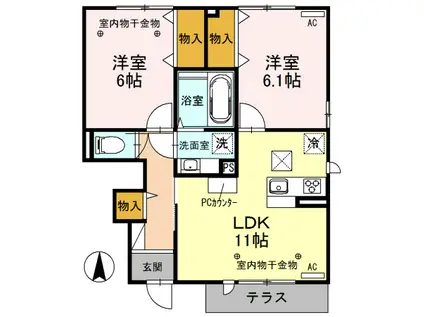 YAHATA HOUSE UME(2LDK/1階)の間取り写真