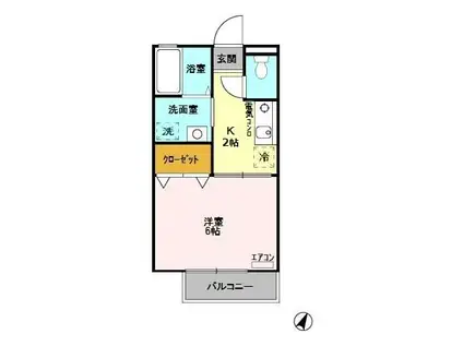 イーストハウス(1K/2階)の間取り写真