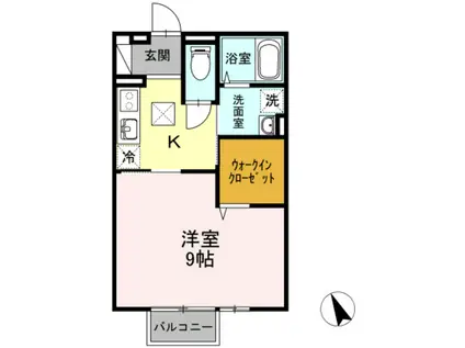 カルチェBOA(1K/2階)の間取り写真
