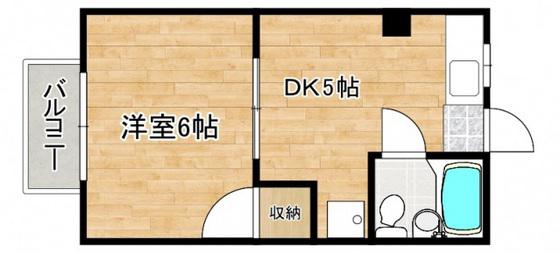 レピュートDORM峰高(1DK/1階)の間取り写真
