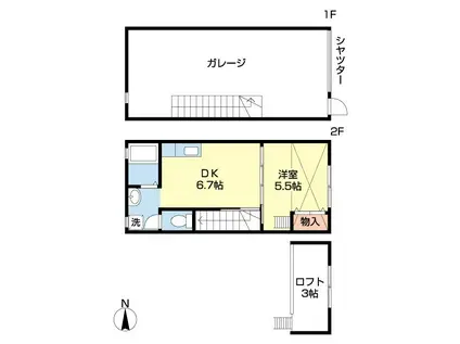 ガレージハウス2016(1DK/1階)の間取り写真