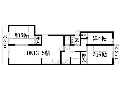 メゾン宝塚第2(3LDK/5階)の間取り写真