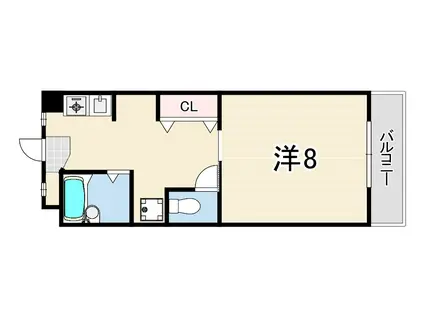 プラーフ湊川(1K/3階)の間取り写真