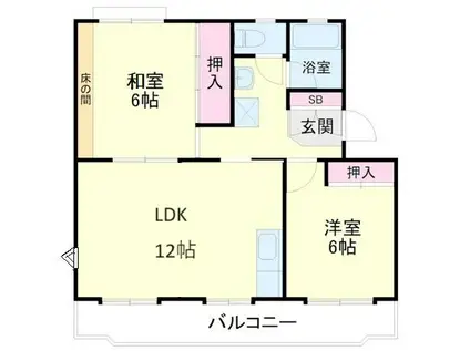 武藤ハイツI(2LDK/3階)の間取り写真