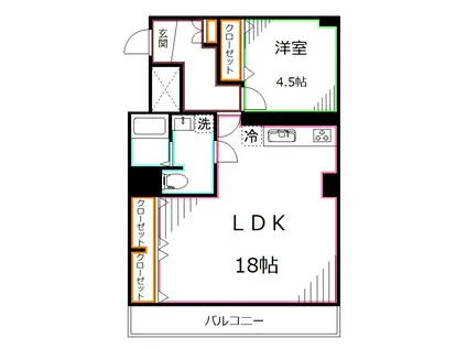 レジ東郷(1LDK/2階)の間取り写真