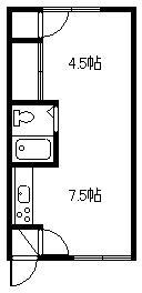 ビブレ2条通(1DK/2階)の間取り写真