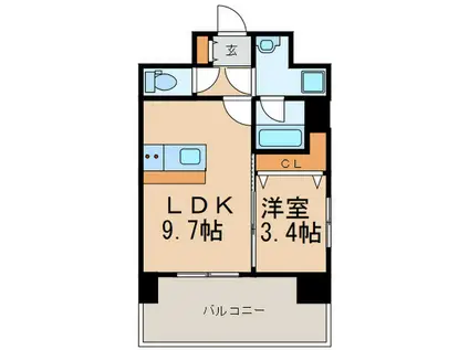 プレベール平尾駅前(1LDK/10階)の間取り写真