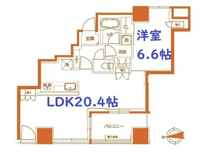 ロイヤルタワー横濱鶴見(1LDK/10階)の間取り写真