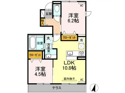 サン・シーロ(2LDK/1階)の間取り写真