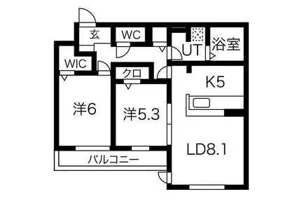 エールデュボヌール(2LDK/1階)の間取り写真
