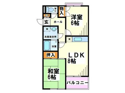 飛田給ガーデン(2LDK/3階)の間取り写真