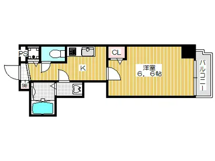 ALZA松ヶ枝(1K/6階)の間取り写真