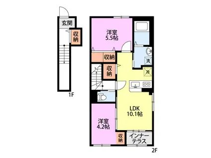 パレスコート トーケン(2LDK/2階)の間取り写真