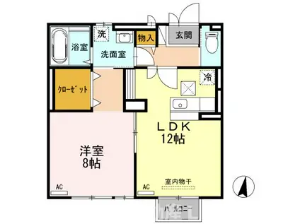 パラッツォ・K(1LDK/1階)の間取り写真