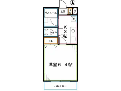 ラークヒルズ(1K/1階)の間取り写真