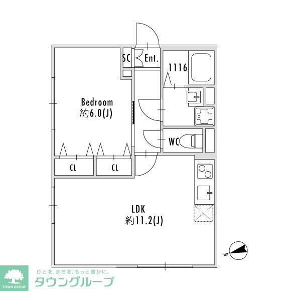 PASEO下北沢代沢II(1LDK/3階)の間取り写真