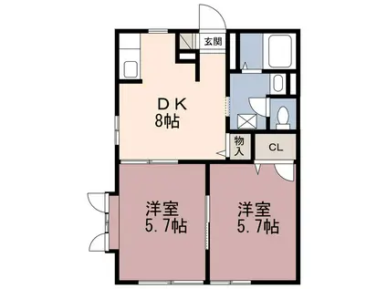 グランブルー(2DK/1階)の間取り写真