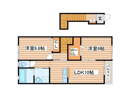 ルミエールA棟(2LDK/2階)の間取り写真