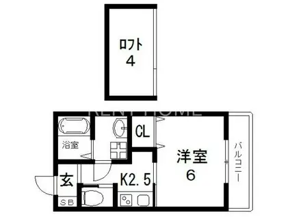 パレスハナテンI(1K/2階)の間取り写真