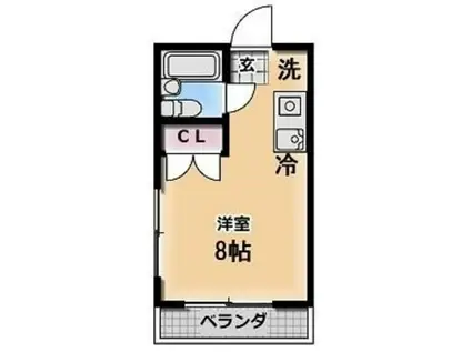 ヴィライグレット(ワンルーム/2階)の間取り写真