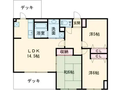 グランベル多摩川河辺(3LDK/6階)の間取り写真