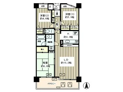 フィオーレ(3LDK/2階)の間取り写真