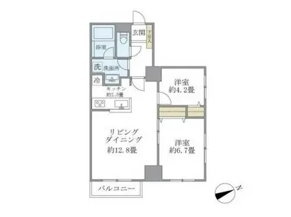 KDXレジデンス秋葉原(2LDK/6階)の間取り写真