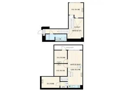 SKULD神楽坂 スクルド神楽坂(4LDK/B1階)の間取り写真
