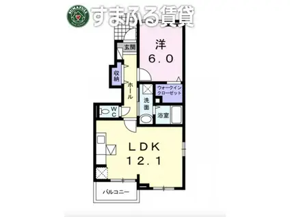 マルベリーA(1LDK/1階)の間取り写真