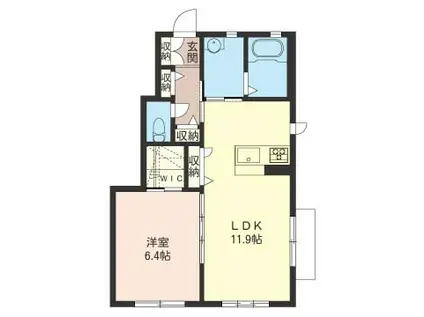 ルミエール愛甲(1LDK/1階)の間取り写真