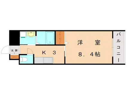 ピンズ赤間駅前(1K/6階)の間取り写真