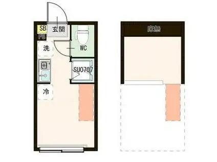 WOOD GARDEN(ワンルーム/2階)の間取り写真