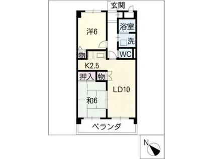 ソフィア前後 A棟(2LDK/5階)の間取り写真