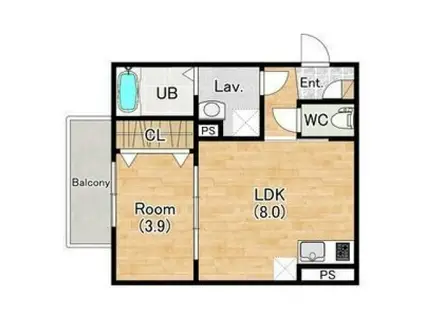 ジーメゾン山科エルヴァ(1LDK/1階)の間取り写真