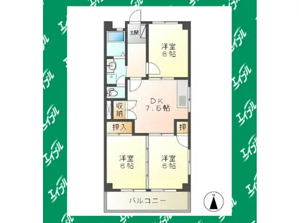 マンション光 B棟(3DK/3階)の間取り写真