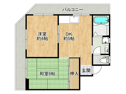 K-FLATS九条南(2DK/3階)の間取り写真