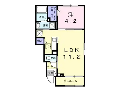 シーブルーム(1LDK/1階)の間取り写真