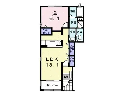 プロムナード弐番館(1LDK/1階)の間取り写真