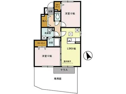 グランモアII(2LDK/1階)の間取り写真