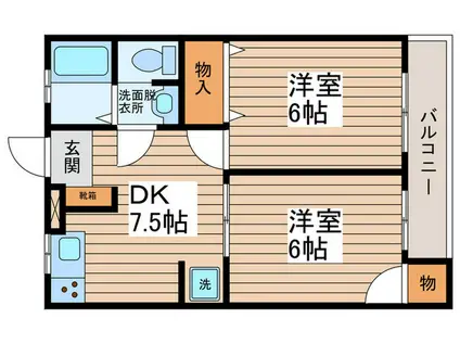 サンハイツ倉田(2DK/2階)の間取り写真