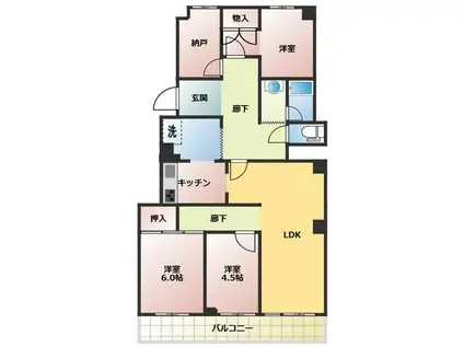 芦屋緑町第2 5号棟(3SLDK/5階)の間取り写真