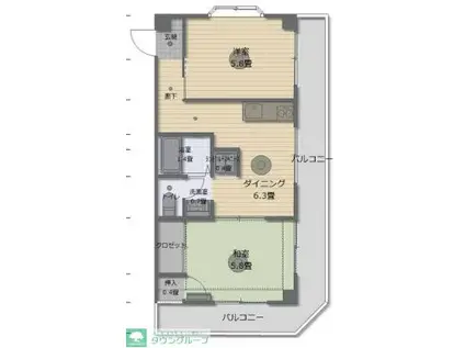 メゾン吉田(2DK/3階)の間取り写真