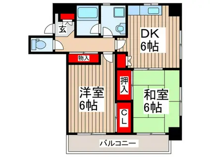 グローリアパレス弐番館(2DK/10階)の間取り写真