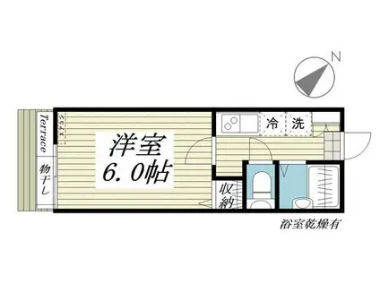 グリーンステージI(1K/2階)の間取り写真