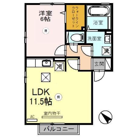 プラシード(1LDK/1階)の間取り写真