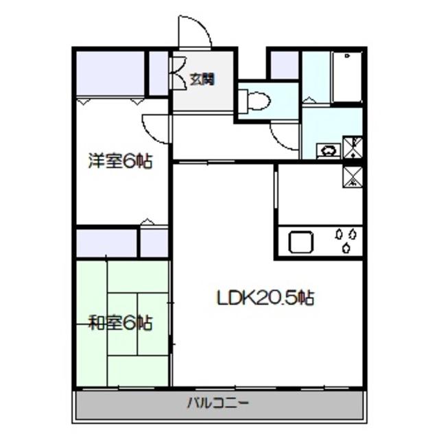 サンライフ上住吉(2LDK/2階)の間取り写真